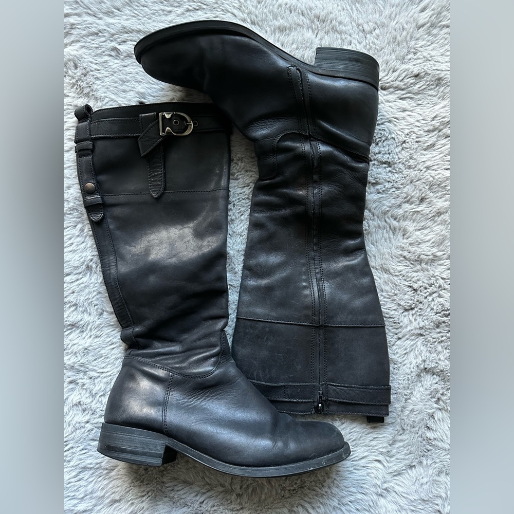 Vintage Black European made Genuine Leather Knee-High Boots